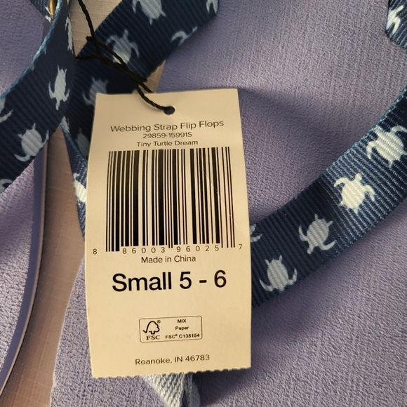 Vera Bradley Webbing Strap Flip Flops Tiny Turtle Dream Womens Sz SMALL 5-6 NEW - Picture 10 of 15